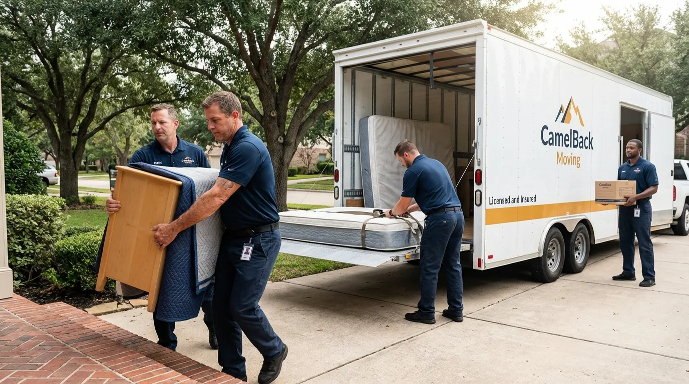Crew loading residential truck for cross-state move from Wawarsing, NY